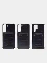 Чехол для Samsung S22, S22 Ultra, S22 Plus силиконовый "Рептилия" с визитницей, черный