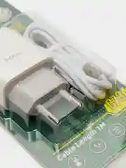 Белый сетевое зарядное устройство Hoco C73A, 2 x USB, кабель Lightning, до 2.4A