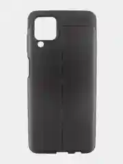 Черный чехол для Samsung A12 с тиснением под кожу