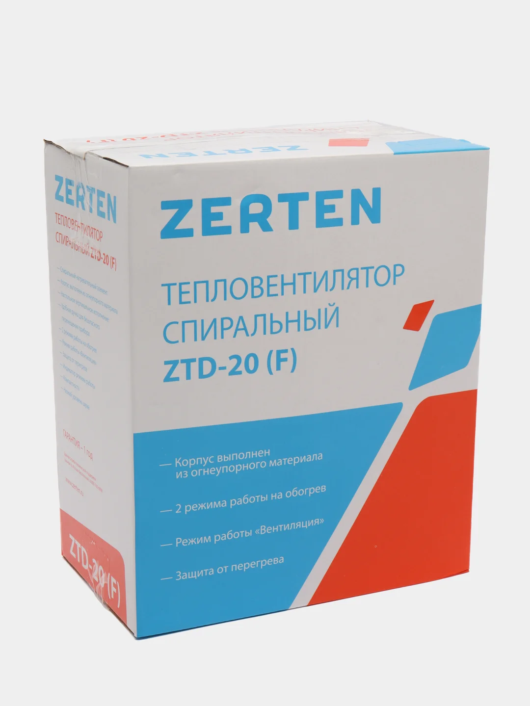 Тепловентилятор Zerten ZTD-20 (F), электрический, 2000 Вт, 2 режима+обдув, белый