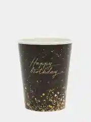 Бумажная посуда "Happy birthday. Золото", тарелка, стакан, по 10 шт