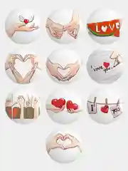 Бежевый значок, пин на одежду "Love", 37 мм., круглый, металлический