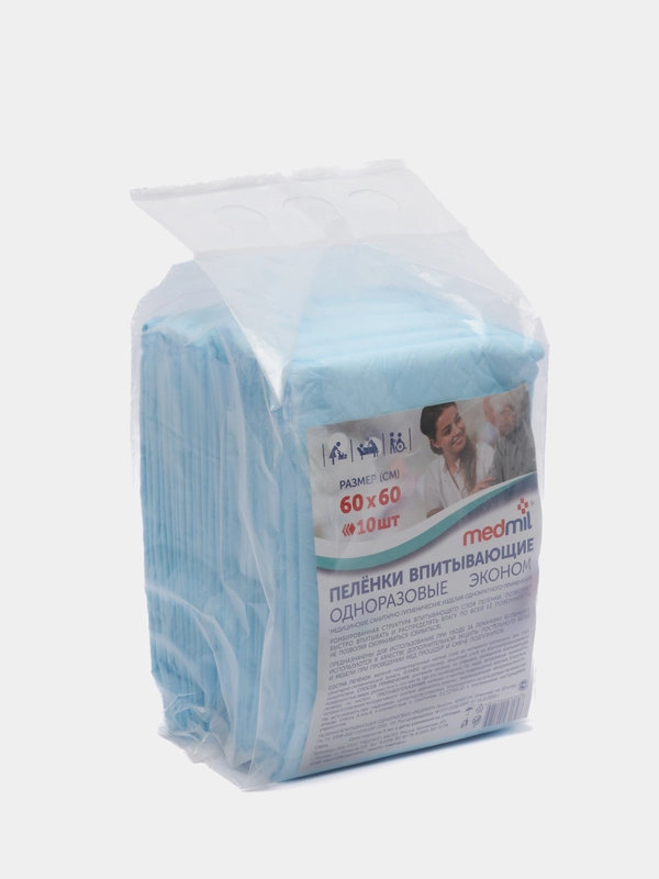 Пеленка впитывающая Medmil, одноразовая, 60*60 см, 10 штук