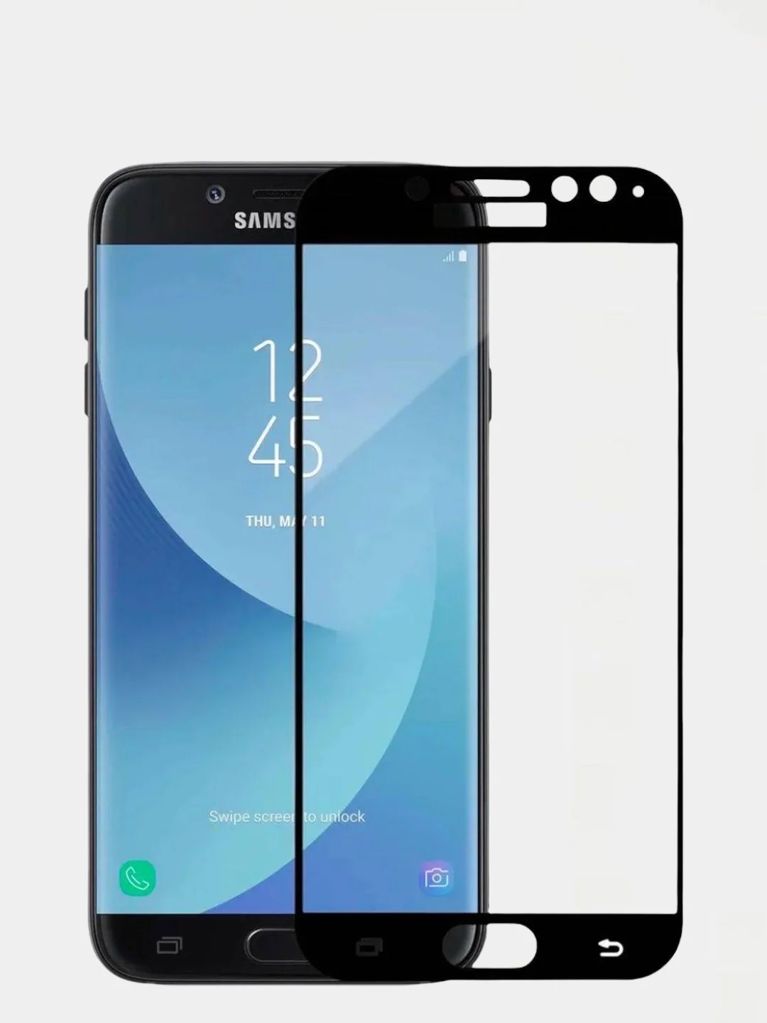 Черный защитное стекло Samsung J7 2017 / J730