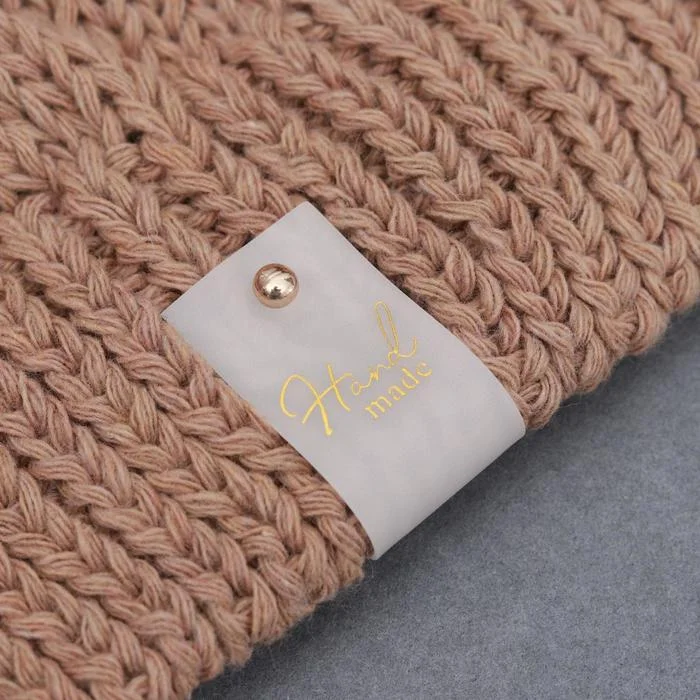Желтый бирка с кнопкой Hand made для рукаделия