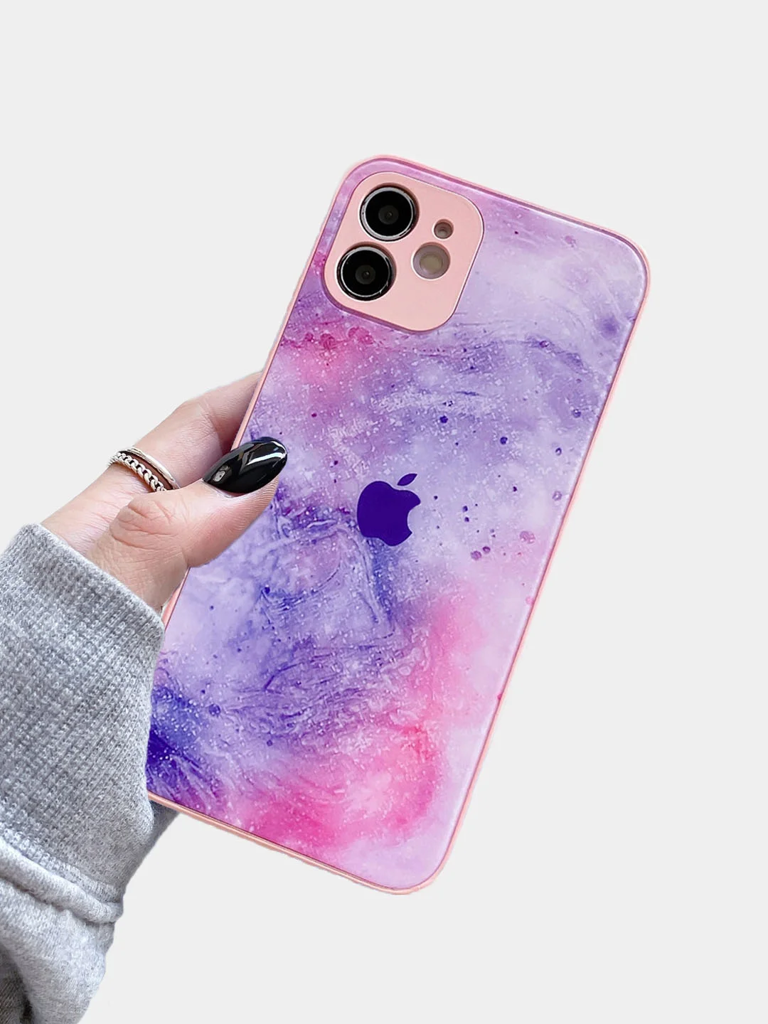 Розовый чехол для iPhone 12, 13, Pro, Pro Max силиконовый "Космос"