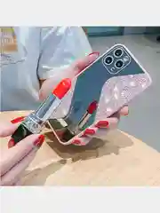 Розовый чехол для iPhone 11 "Змейка" с зеркалом