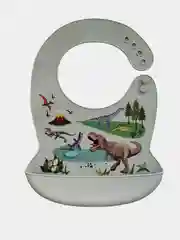 Хаки силиконовый нагрудник для кормления с кармашком