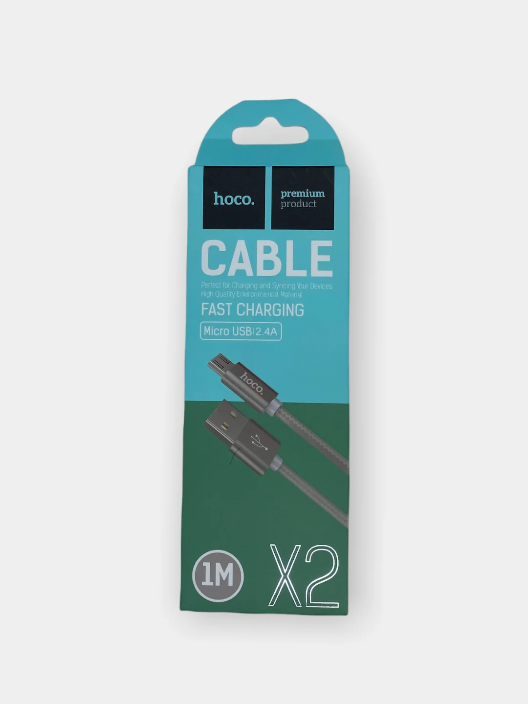 Серый кабель MicroUSB Hoco X2 с тканевой оплеткой, 2.4А, 1 м