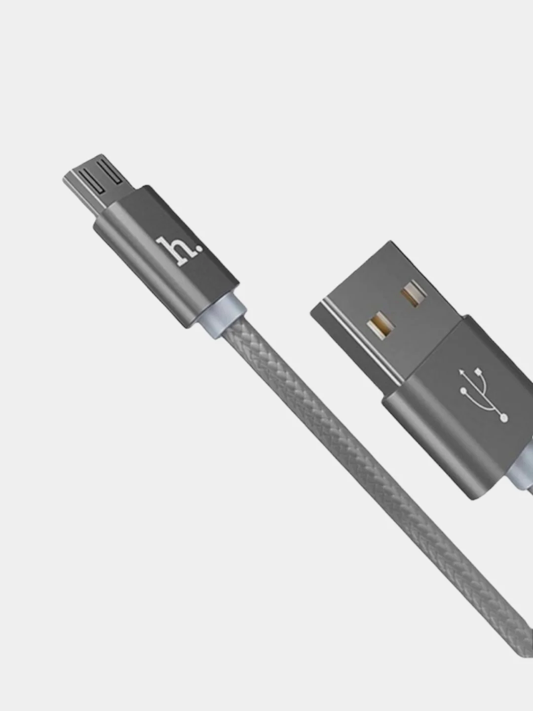 Серый кабель MicroUSB Hoco X2 с тканевой оплеткой, 2.4А, 1 м