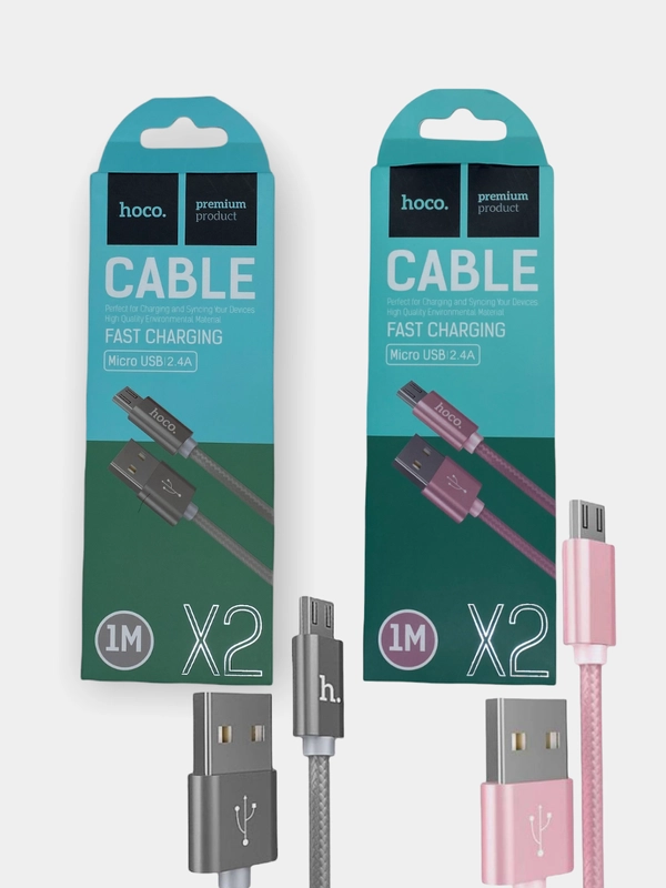 Кабель MicroUSB Hoco X2 с тканевой оплеткой, 2.4А, 1 м