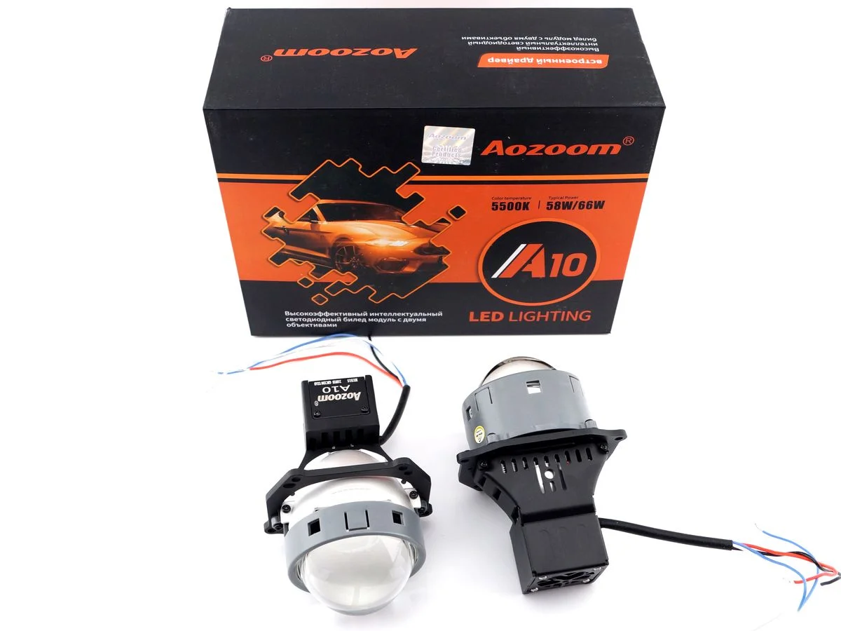 Светодиодные Bi-LED линзы Aozoom A10, автомобильные, 2 штуки