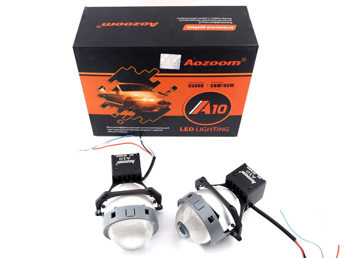 Светодиодные Bi-LED линзы Aozoom A10, автомобильные, 2 штуки
