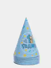 Колпак бумажный 1 годик, голубой цвет, 10 штук