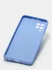 Голубой чехол силиконовый с защитой камеры для Samsung A22 / M32 / M22 с бархатной подкладкой