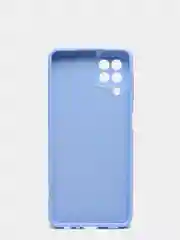 Голубой чехол силиконовый с защитой камеры для Samsung A22 / M32 / M22 с бархатной подкладкой