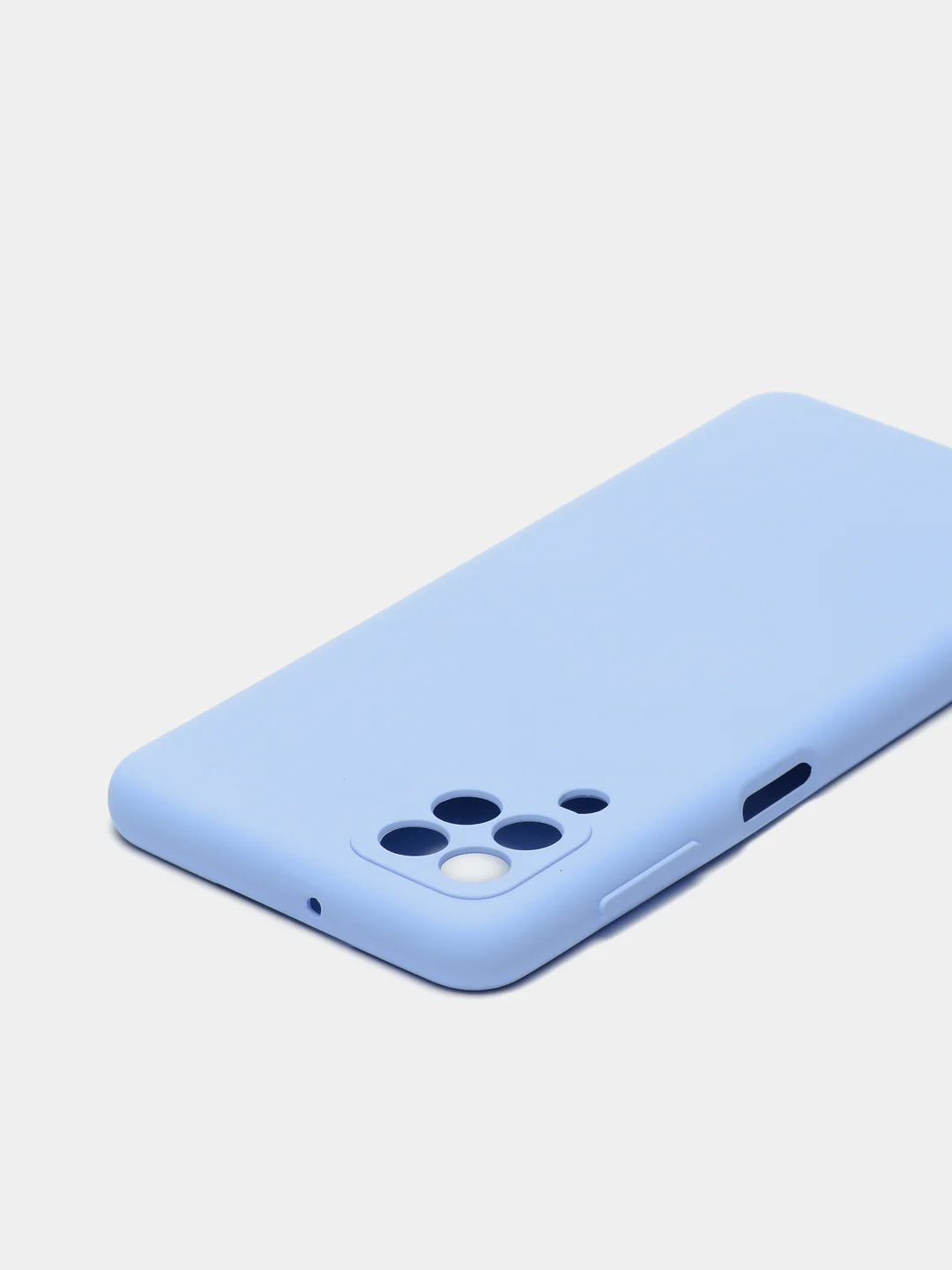 Голубой чехол силиконовый с защитой камеры для Samsung A22 / M32 / M22 с бархатной подкладкой