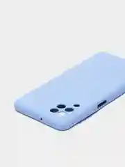Голубой чехол силиконовый с защитой камеры для Samsung A22 / M32 / M22 с бархатной подкладкой