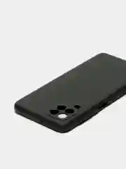 Черный чехол силиконовый с защитой камеры для Samsung A22 / M32 / M22 с бархатной подкладкой