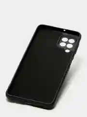 Черный чехол силиконовый с защитой камеры для Samsung A22 / M32 / M22 с бархатной подкладкой