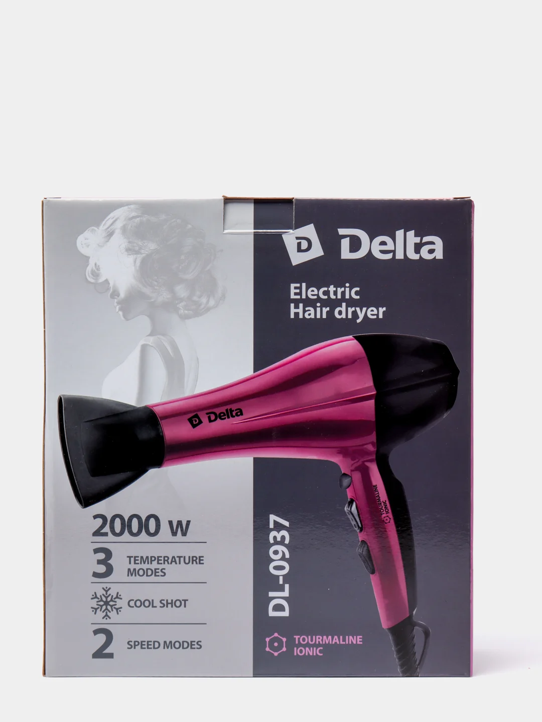 Бордовый фен DELTA DL-0937 черный с бежевым (бордо) 2200Вт турмалиновая ионизация