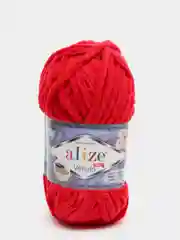 Красный пряжа плюшевая Alize Velluto, 100% микрополиэстер, 100 г, 68 м