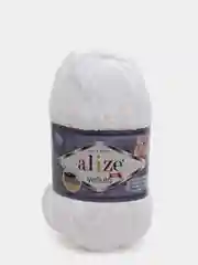 Белый пряжа плюшевая Alize Velluto, 100% микрополиэстер, 100 г, 68 м