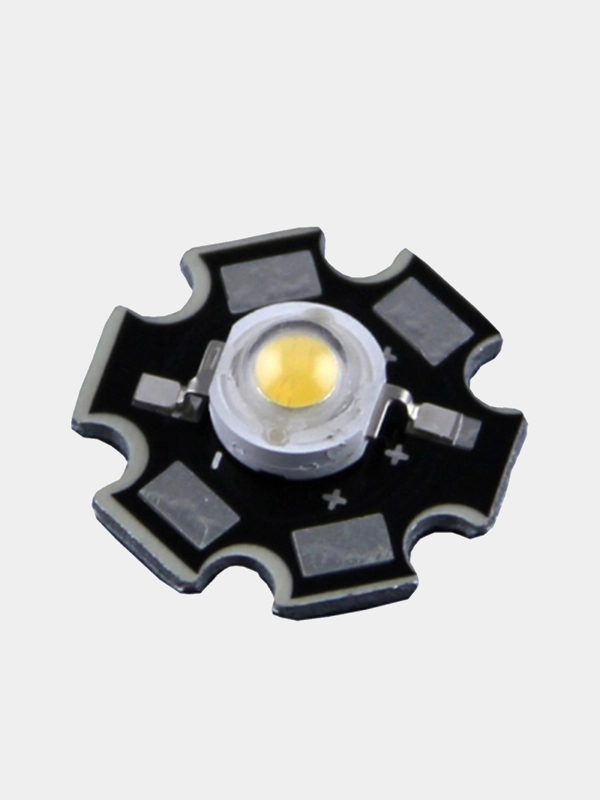 Мощный светодиод на черной плате STAR, БЕЛЫЙ 3W (3,2-3,4V, 600-700mA, 260-280Lm, 6500K)