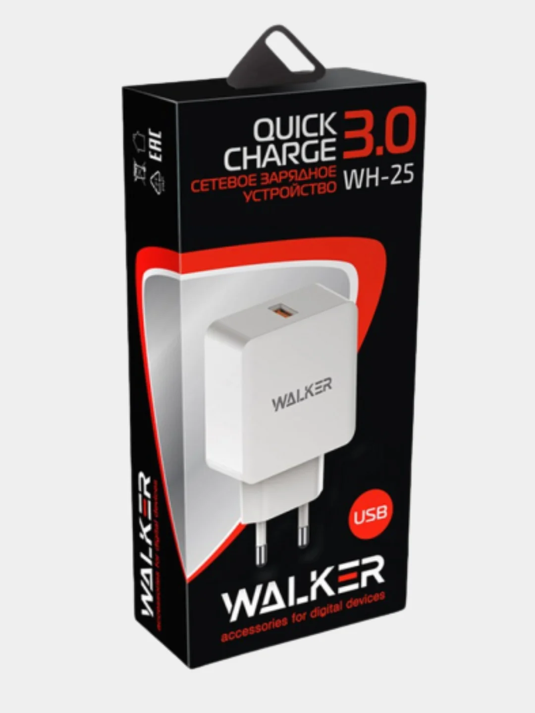 Сетевое зарядное устройство WALKER WH-25, 2.4А, QC 3.0