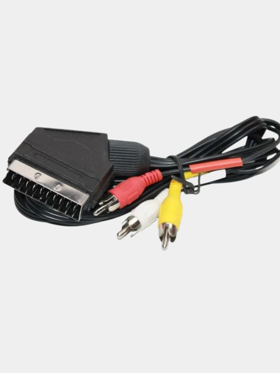 Черный шнур 3RCA-SCART, 1.2 м