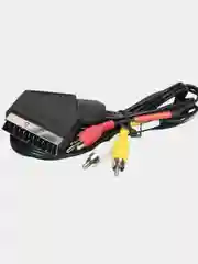 Черный шнур 3RCA-SCART, 1.2 м