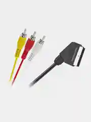 Черный шнур 3RCA-SCART, 1.2 м