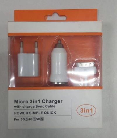 Зарядное устройство (Азу+СЗУ+USB) Для iPhone/Айфон 3GS, 4GS, 5GS прикуриватель, от сети