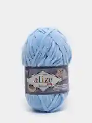 Голубой пряжа плюшевая Alize Velluto, 100% микрополиэстер, 100 г, 68 м