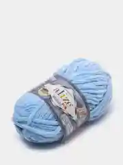 Голубой пряжа плюшевая Alize Velluto, 100% микрополиэстер, 100 г, 68 м