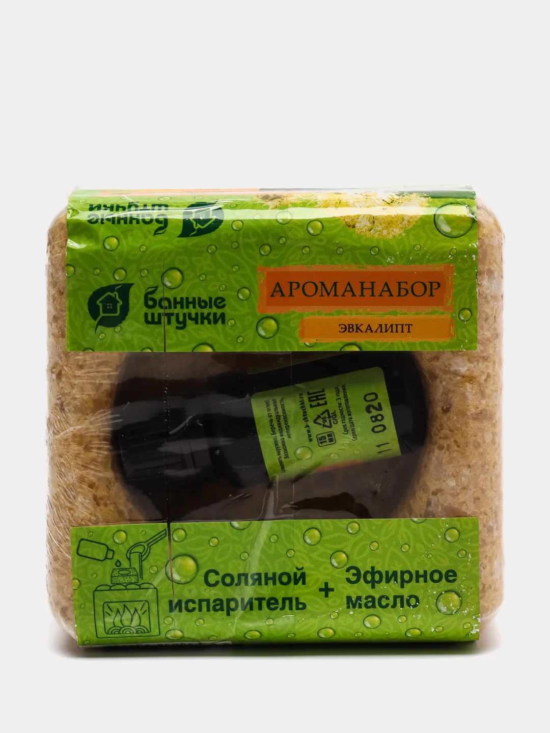 Ароманабор для бани и сауны (соляной испаритель, масло эфирное Эвкалипт 15 мл)
