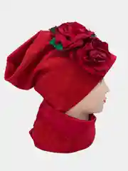 Алый шапка с хомутом демисезонная
