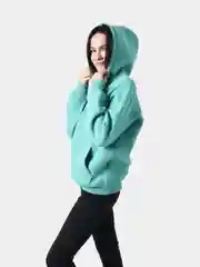 Мятный толстовка повседневная с капюшоном, хлопковая