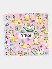 Кораллово-розовый sweet Cat Shop Скетчбук см, 40л офсетной бумаги + 6л акварельной