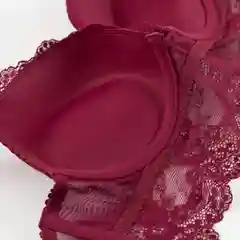 Бордовый кружевной комплект: бюстгальтер и трусики