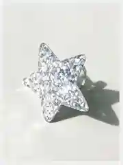 Серебряный кольцо Звезда с блестками