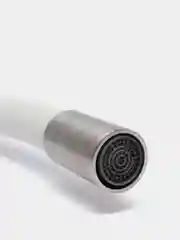 Смеситель для кухни белый гибкий излив нержавеющая сталь РМС SUS124W-016F