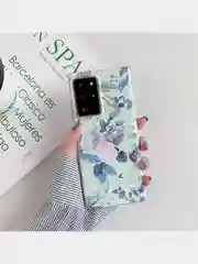 Зеленый чехол для Samsung A12, A22, A51, A52, A72, S20FE, S21FE, S22 цветы, голограмма