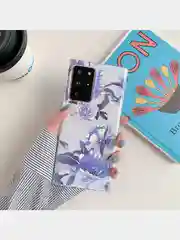 Лавандовый чехол для Samsung A12, A22, A51, A52, A72, S20FE, S21FE, S22 цветы, голограмма