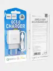 Сетевое зарядное устройство, HOCO micro-USB кабель, 3A, QC 3.0