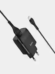 Черный сетевое зарядное устройство, HOCO micro-USB кабель, 3A, QC 3.0
