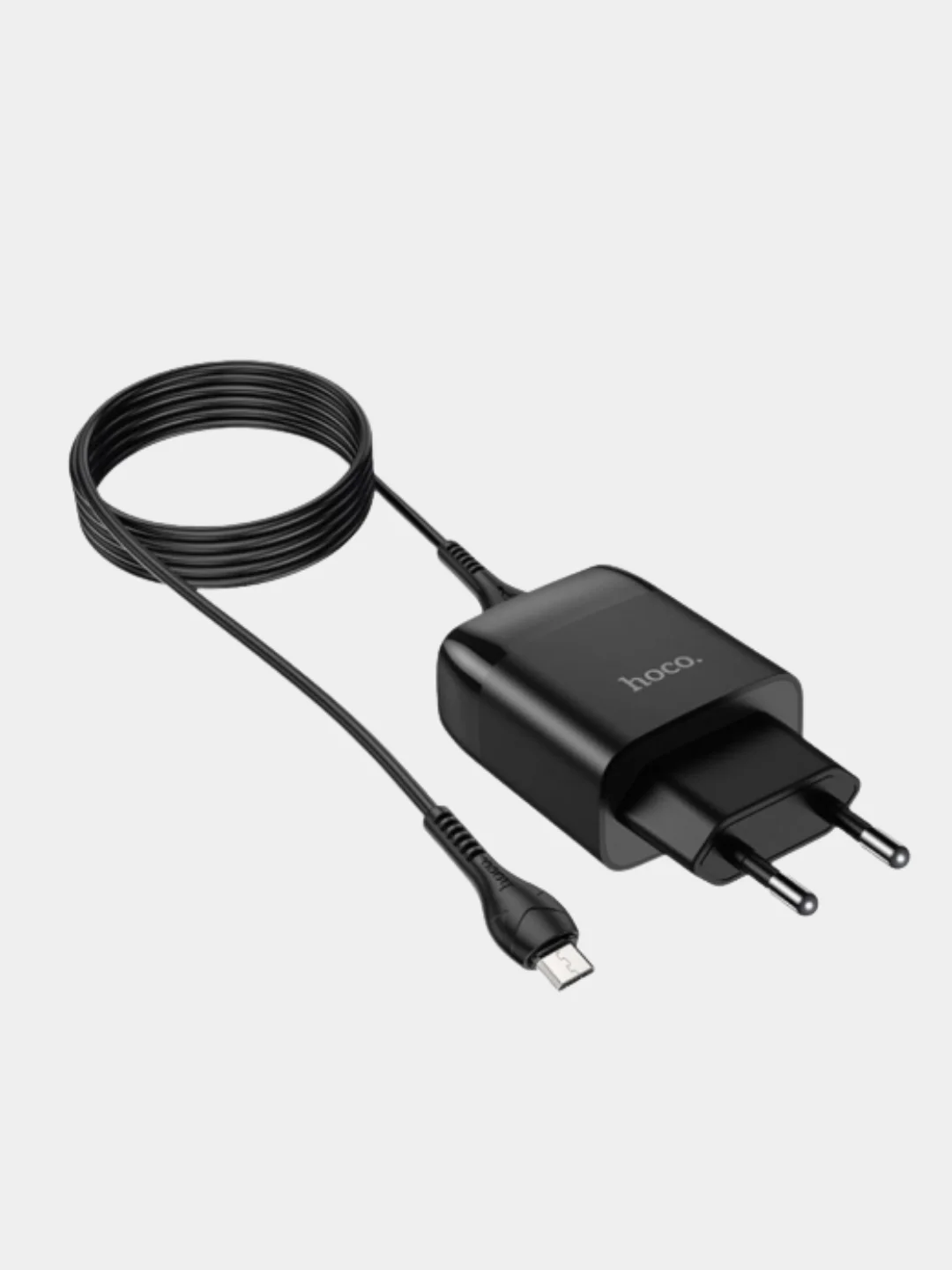 Черный сетевое зарядное устройство, HOCO micro-USB кабель, 3A, QC 3.0