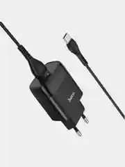 Черный сетевое зарядное устройство Hoco TYPE-C кабель, 3A, QC 3.0, C72Q