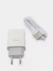 СЗУ HOCO C73A 2-USB + Lightning кабель (белый)