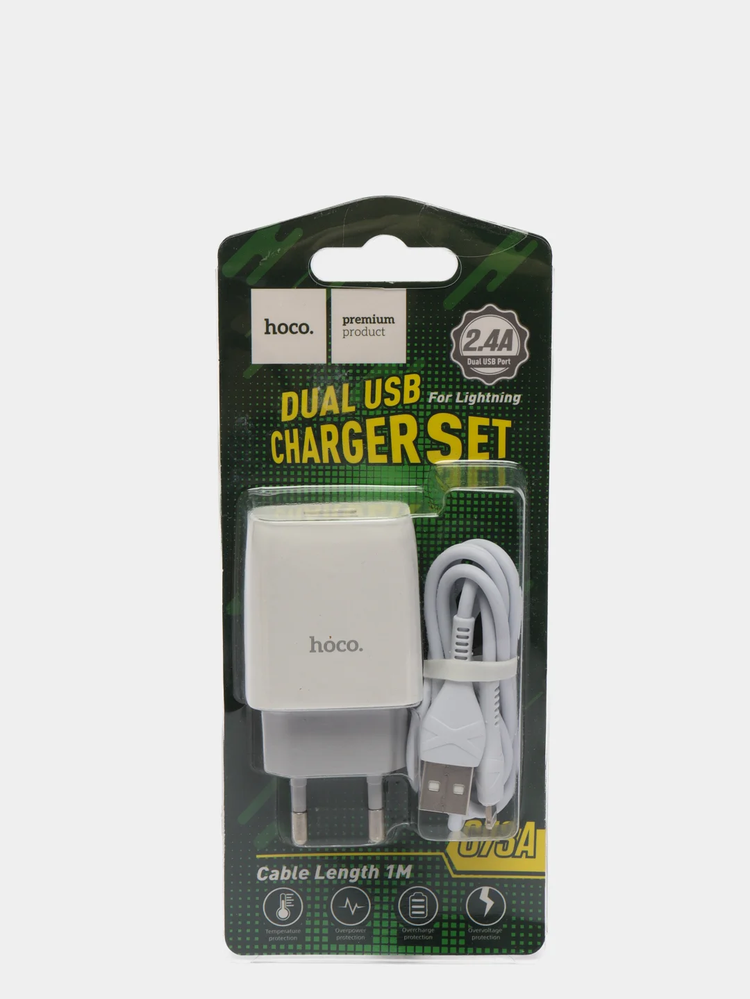 СЗУ HOCO C73A 2-USB + Lightning кабель (белый)